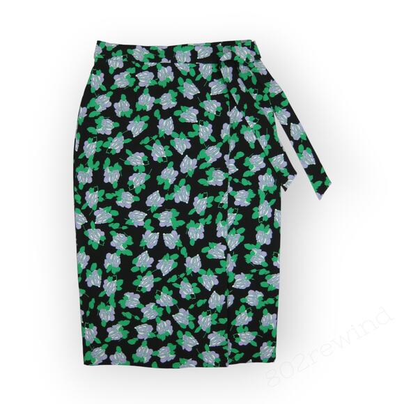 Sz12 DVF DianeVonFurstenberg Elma Floral Cady Midi Wrap Skirt Green - Picture 15 of 16